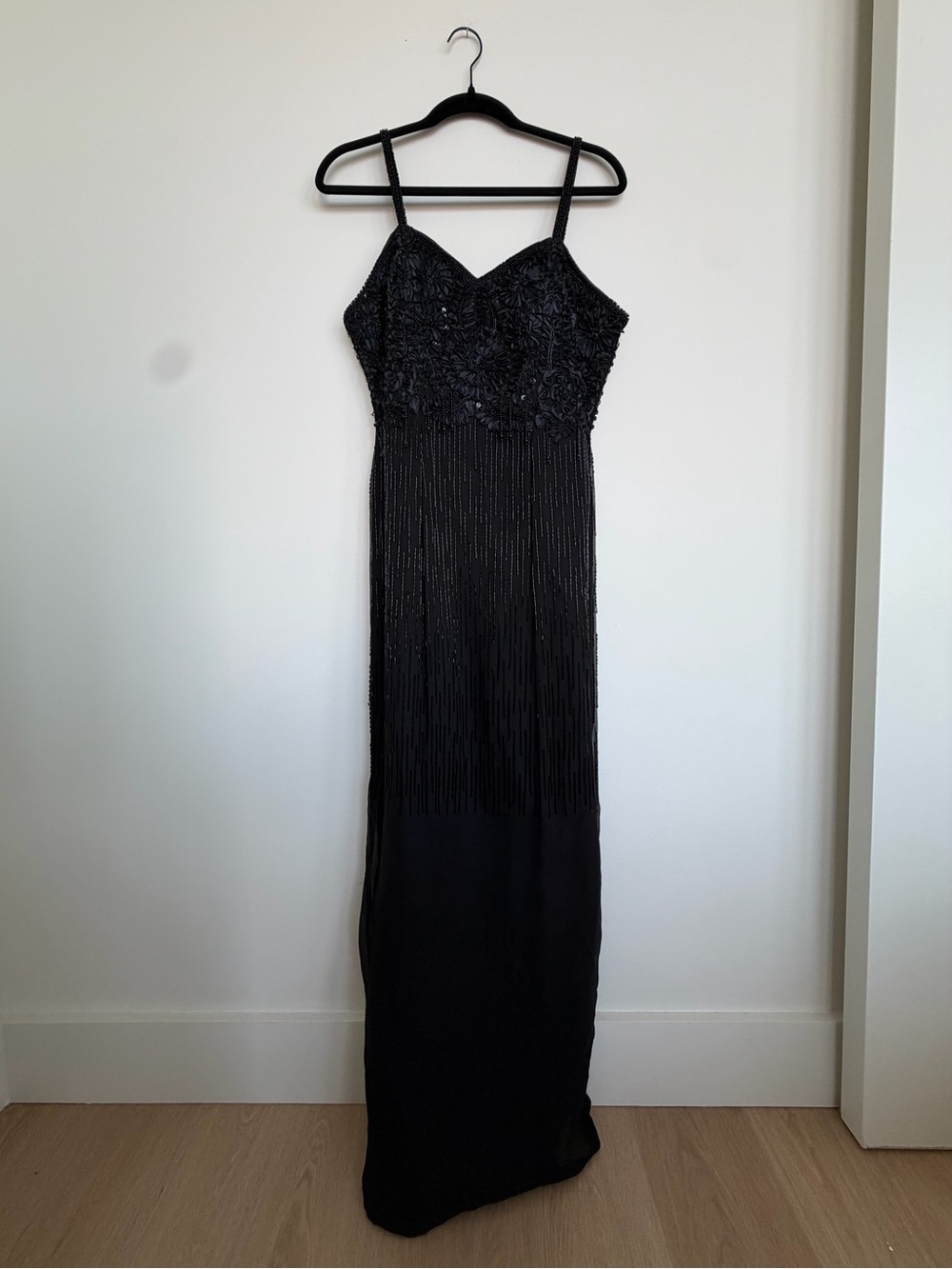 Maxwell vintage 100% silk maxi dress with beaded embellished bodice and straps